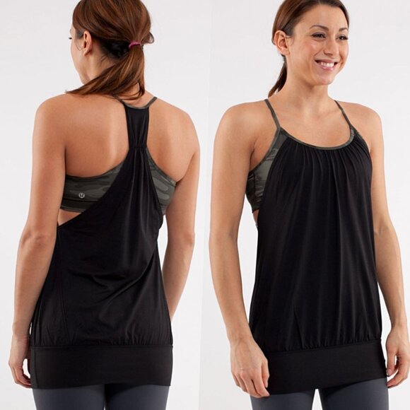Lululemon Camo Racerback Bra Racerback Tank Loose Fit 4 Black Green NWOT - Picture 1 of 13